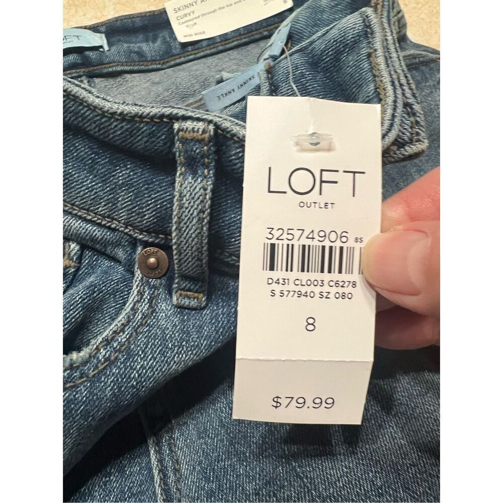 Loft Womans Skinny Ankle/Curvy/ Mid Rise Jeans Sz 8 NWT - Picture 5 of 7